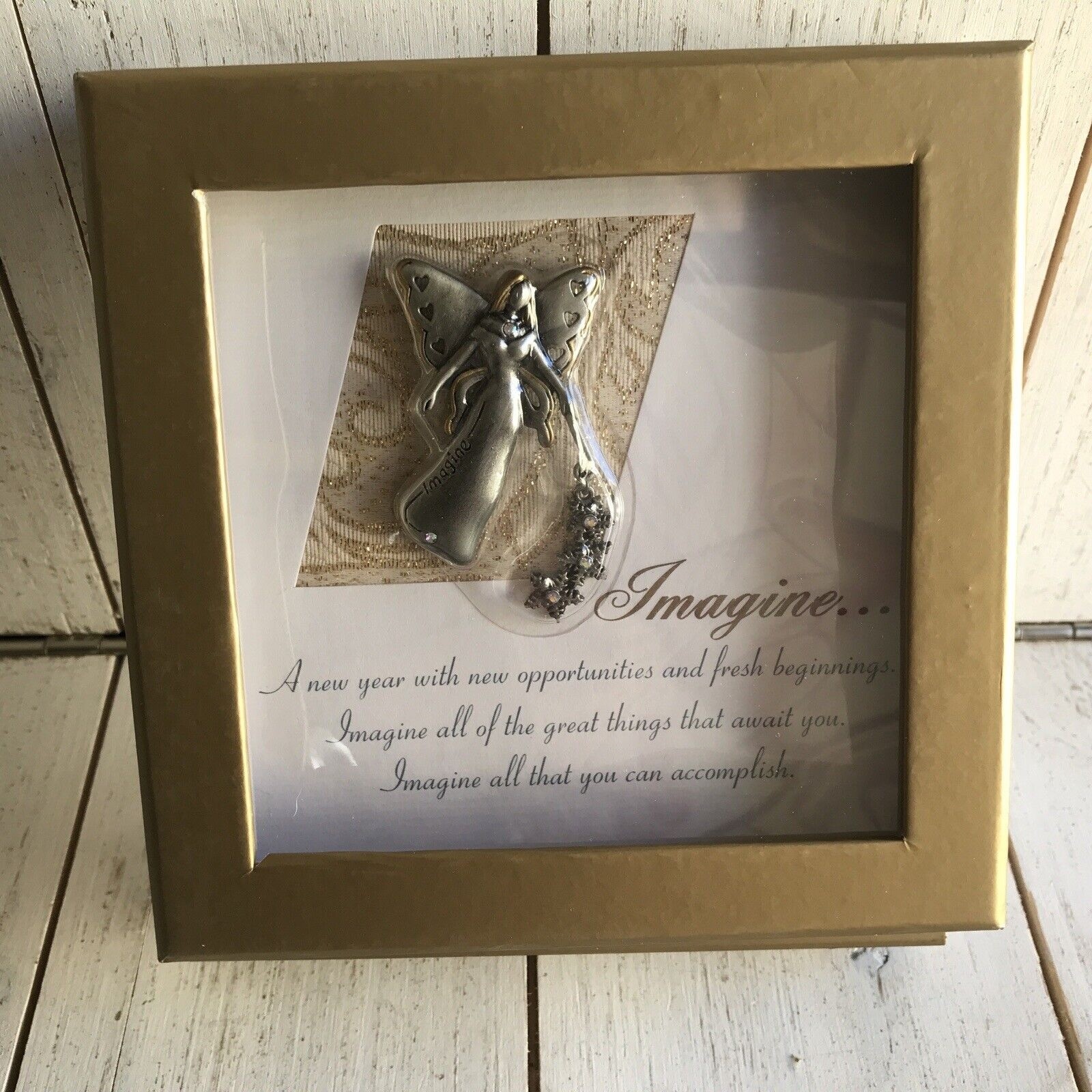 Imagine Brooch New Brand Silver Goldtone Imagine Angel PinBrooch With Box